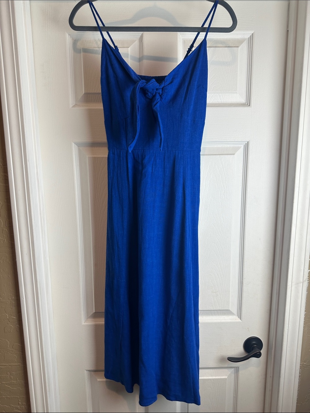 Band of Gypsies Blue Spaghetti-Strap Tie-Front Maxi Dress Size Small NWT
